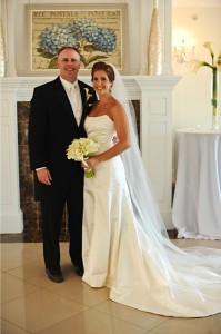 Julianne with Kyle wearing perfect wedding gown