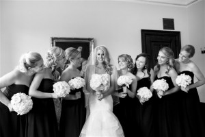 Bride and bridesmaids for wedding dress story