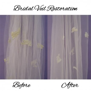 Vintage wedding gown included veil restoration