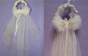 Wedding gown restoration Silk Shantung Veil Before AfterSq2-