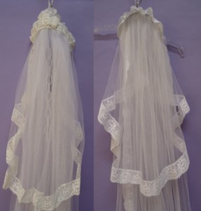 wedding gown restoration included veil - before and after pictures
